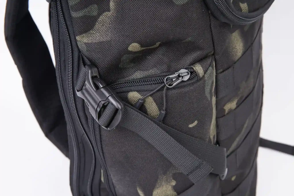side compression strap on a tactical backpack