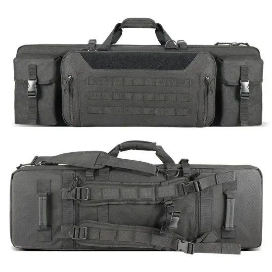 front and side of black soft rifle case