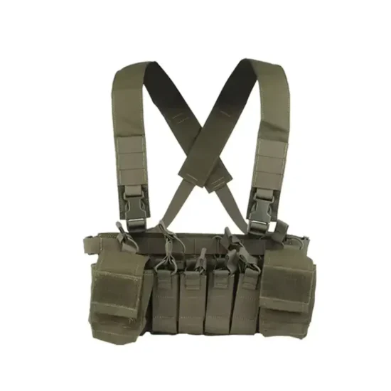 green tactical chet rig with mag pouches