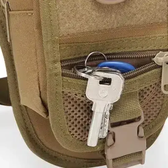 Tan Tactical Thigh Pouch – Pocket with Keys