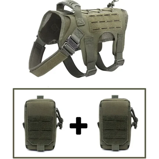 green working dog vest with pouches